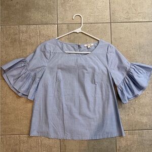 Madewell Light Blue Ruffle Sleeve Blouse